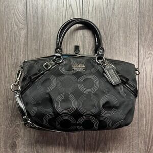 Coach 15935 Madison Sophia OP Art Dot Black Convertible Satchel Shoulder Bag Y2k